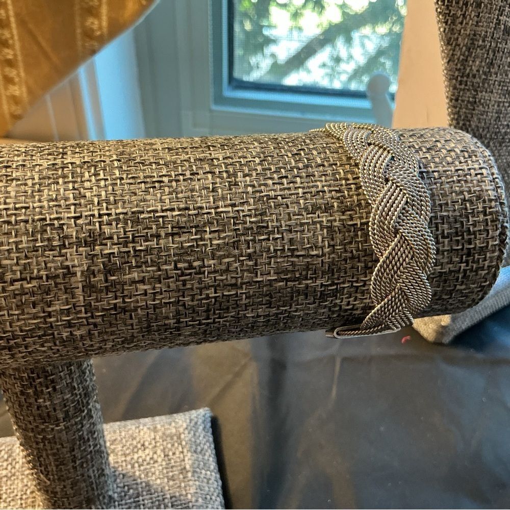 Braided Silver-Tone Bangle Bracelet - Picture 6 of 7